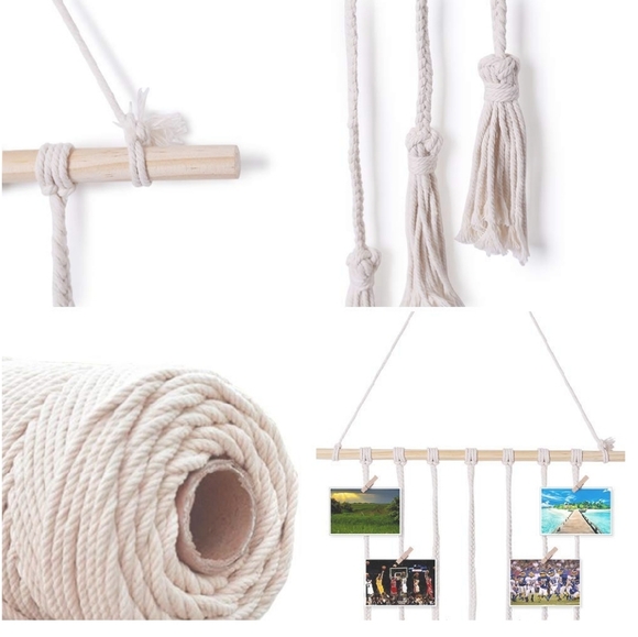 Hanging Photo Display Wall Art Clips Bohemian Gypsy Macrame New with Tags - Picture 5 of 6